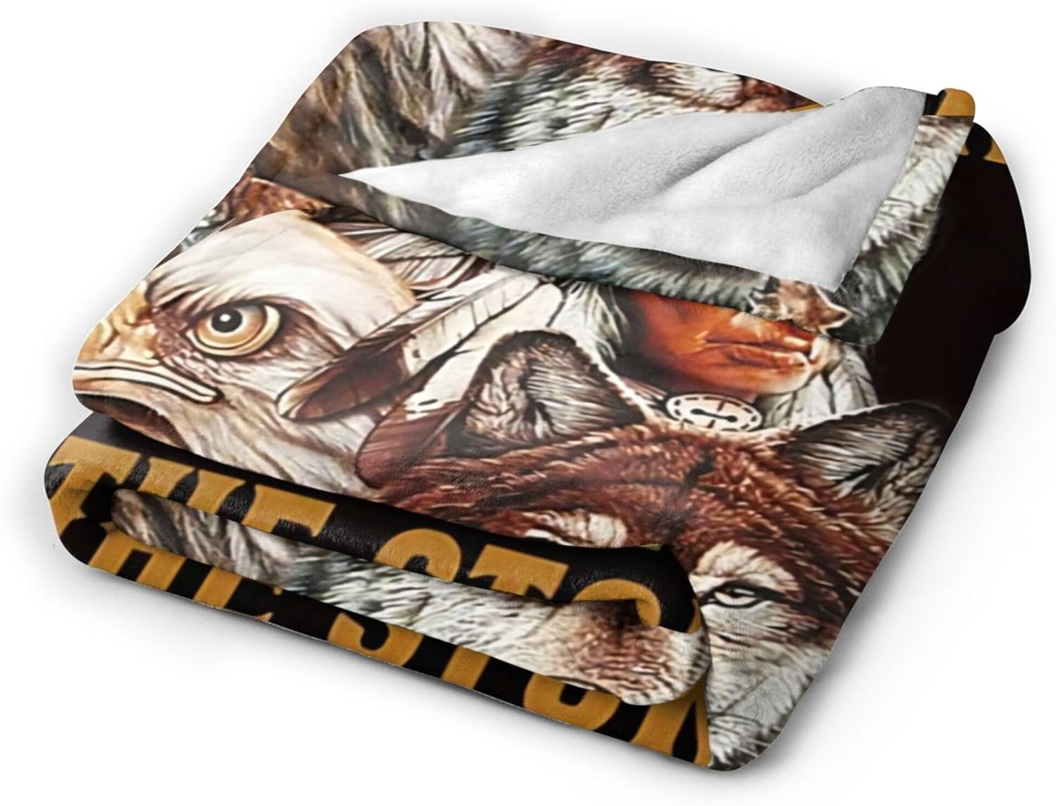 Native American Indian Wolf Eagle Throw Blanket for Men, Women, Kids - Soft, Warm, Cozy Fleece Blanket for Couch, Sofa, Bed - 50"x40" - Image 5