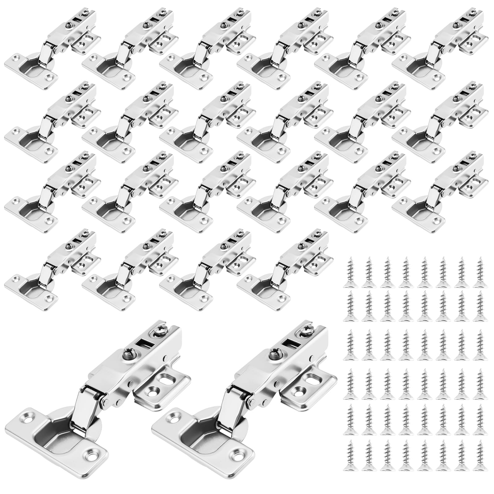 SINJEUN 24 Pcs 35mm Cabinet Hinges, Kitchen Cupboard Hinges, Soft Close Hinges with Screws for Bedroom Wardrobe Door