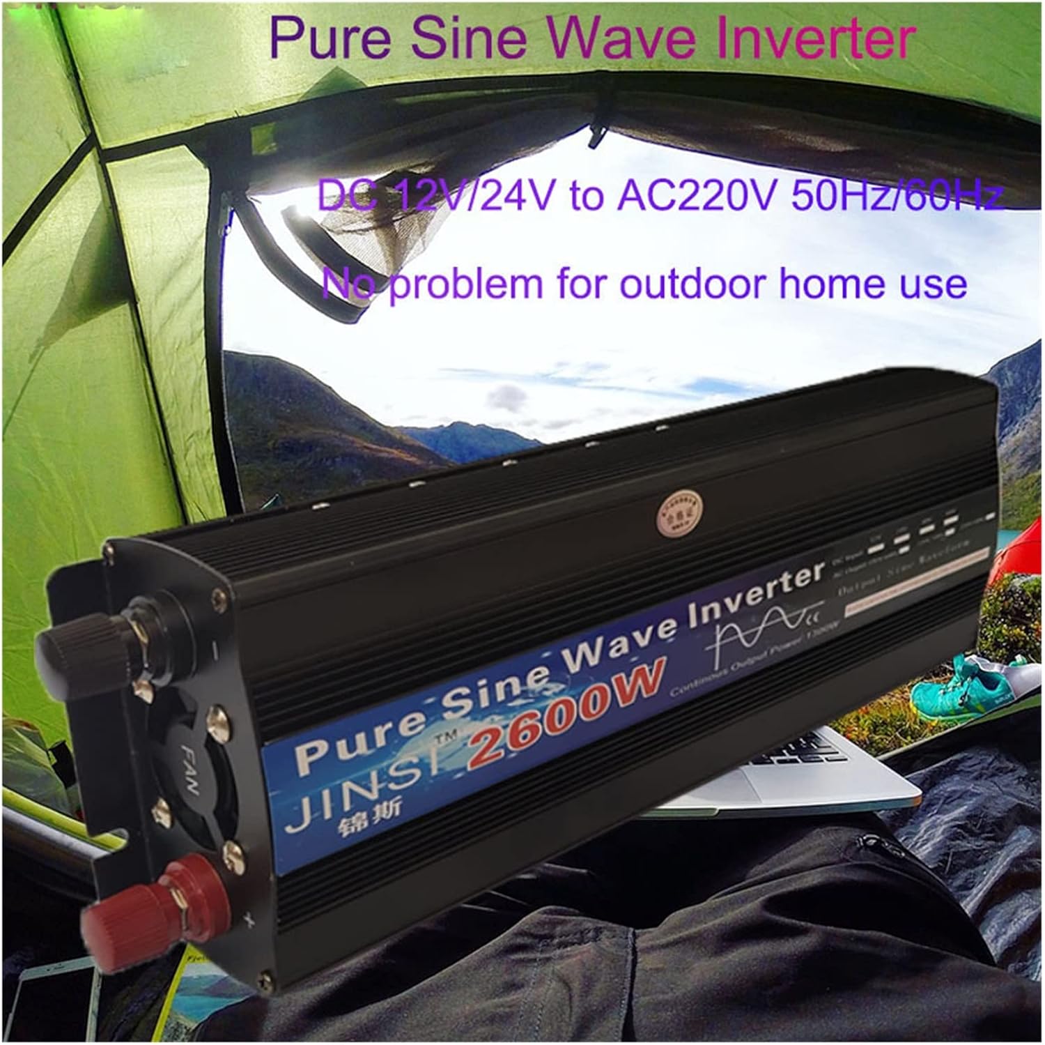 Pure Sine Wave Inverter 12V 24V 48V 220V 1000w 2000w 2600W Power Solar Inverter DC12V to AC 220V Converter Voltage LED Display(2600W,12V_220V 50HZ_Universal)