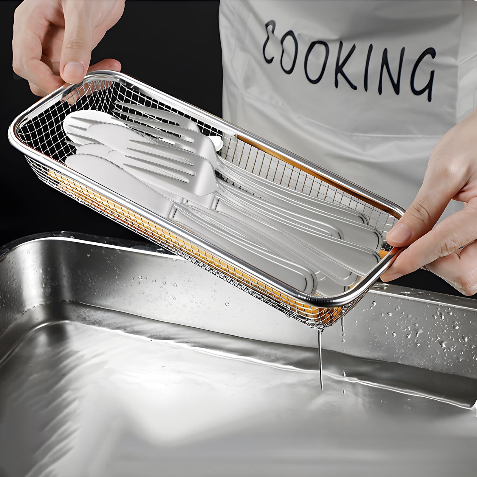 Estante de secado de utensilios, paquete de 3 soportes de acero inoxidable para lavavajillas, cesta de cubiertos compacta, escurridor de platos compacto para encimera de cocina, palillos,