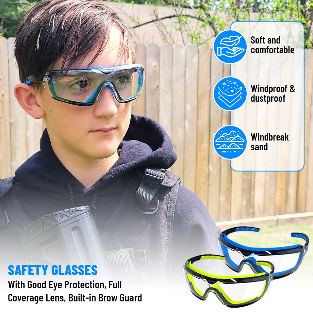 Gafas de seguridad, lente de cobertura completa, protector de cejas integrado, resistentes a los rayos UV, antivaho, antiarañazos, resistentes a los impactos, piezas suaves al tacto para