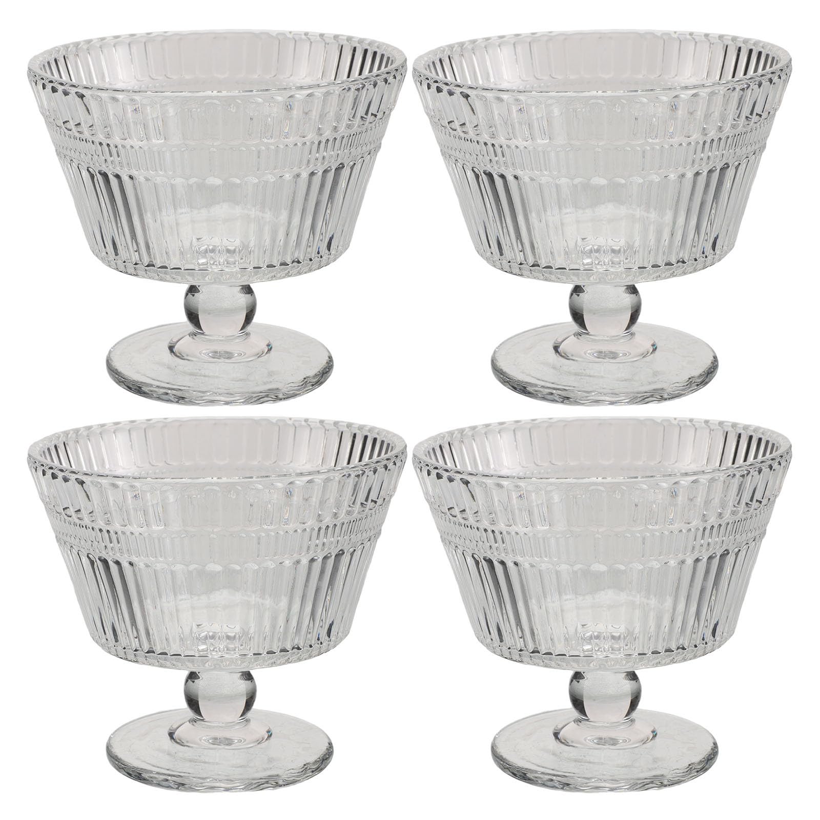 Set 4 Coppette da Gelato in Vetro 9oz Piedistallo, Resistente al Calore e Facili da Pulire, per Feste e Riunioni Informali