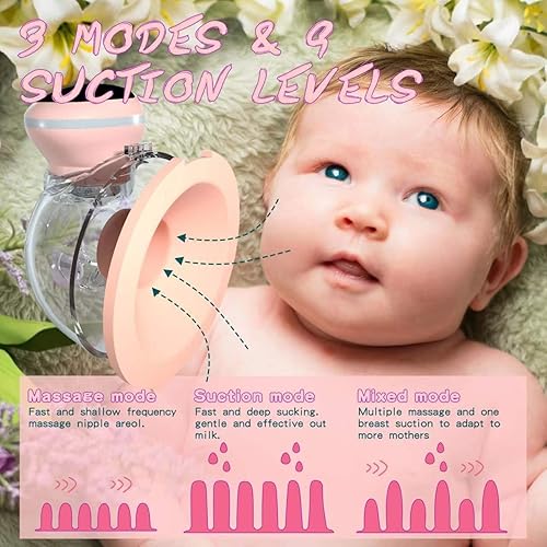 Miniatura 4 de Wearable Breast Pump, Electric Breast Pump, Touchscreen LCD Display Hands Free Breast Pump with 3 Modes & 9 Levels, Spill-Proof Rechargeable Low