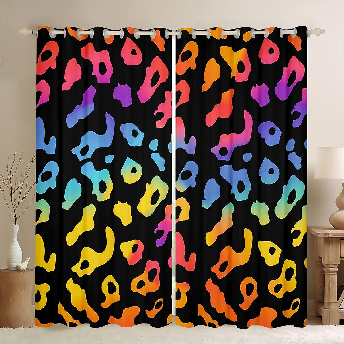 Homewish Tende oscuranti per soggiorno, motivo leopardato, 116 x 183 cm
