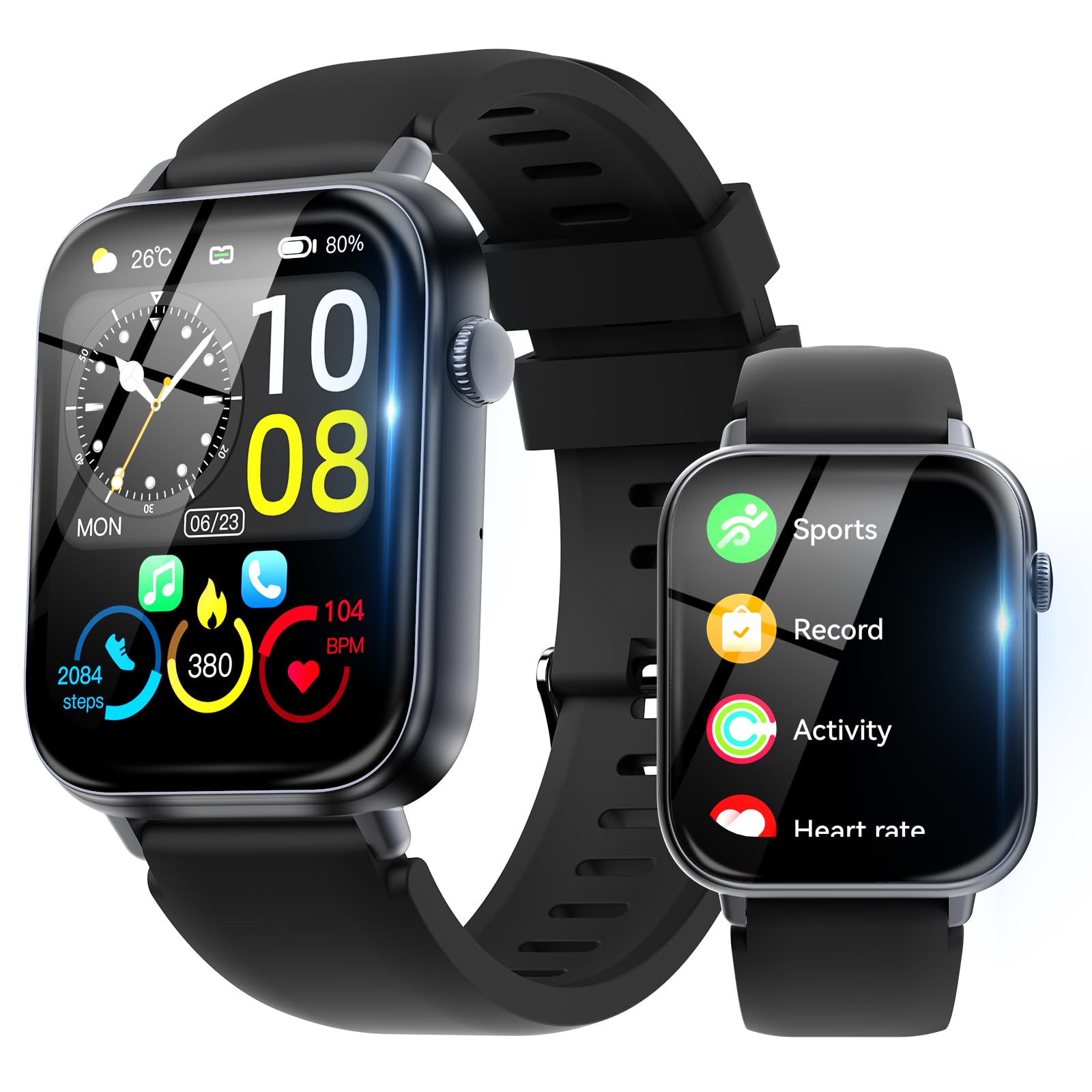 Reloj Inteligente Hombre Mujer, 1.85" Smartwatch con Llamadas Bluetooth, Podómetro/Pulsómetro/Monitor de Sueño, 100+ Modos Deportivos Pulsera Actividad Impermeable IP68 para Android iOS