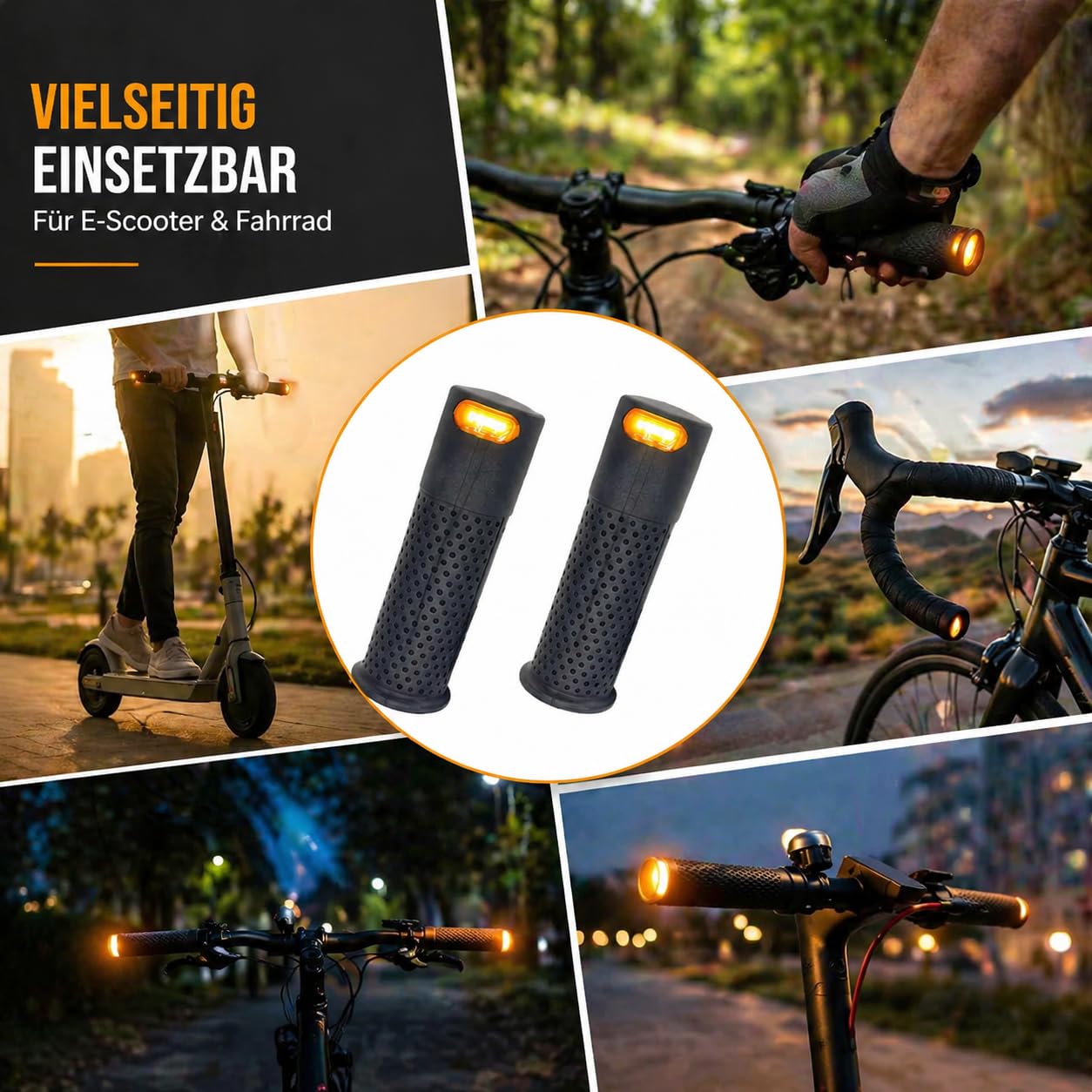 E Scooter Blinker Nachrüsten – Kabellose Lenkergriffe mit Blinker & Fernbedienung für Xiaomi M365 Pro 1S Pro 2 Mi3, Links Rechts Set, Elektro Scooter Zubehör
