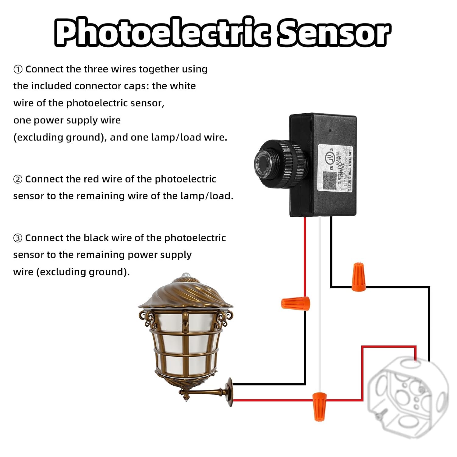 2pcs 105V-130V AC Photocell Sensor, Waterproof Dusk to Dawn Light Control Switch Sensor with Wire Connectors for Outdoor Lighting Photoelectric