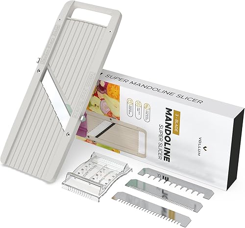 Miniatura 6 de Cortadora de mandolina japonesa ancha para cocina - Cortador profesional de verduras con cuchillas intercambiables de acero inoxidable - Rebanadora