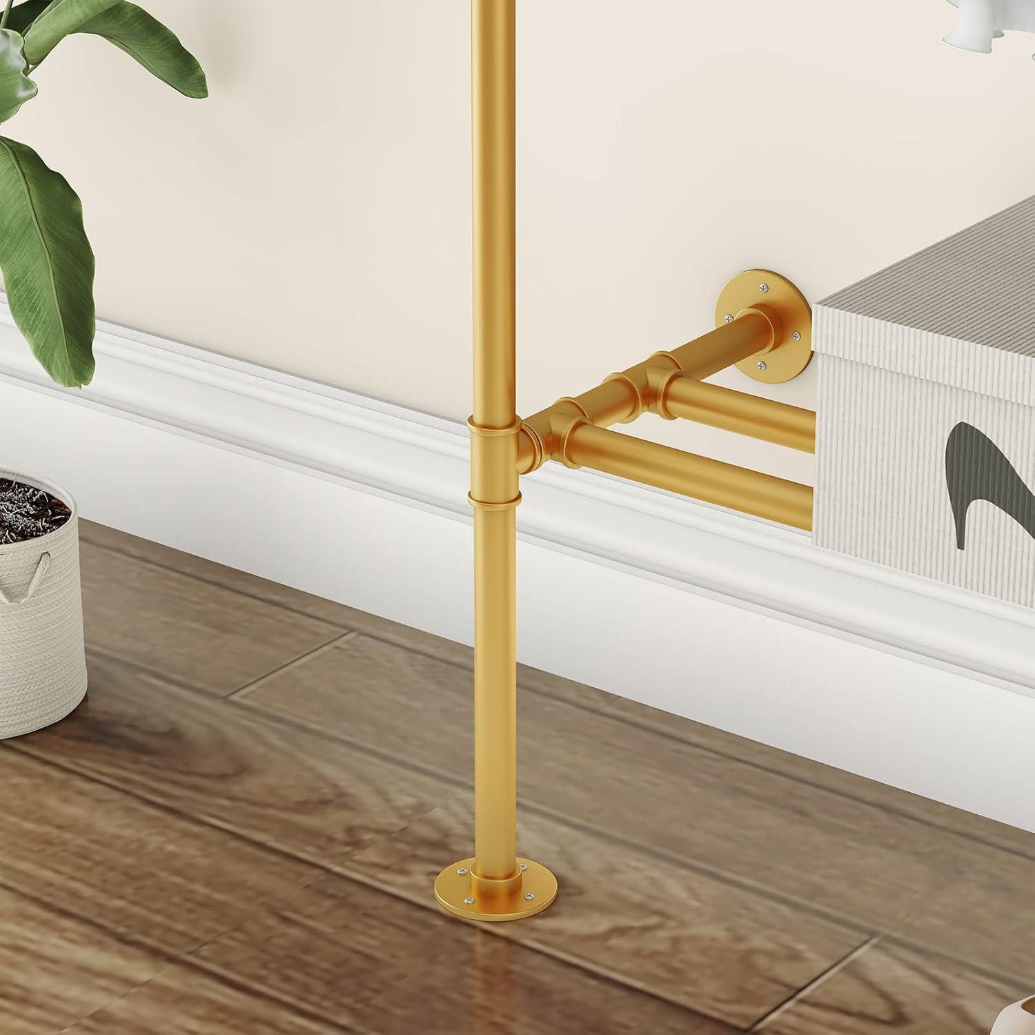 Buy FJANKUI Wall Mounted Industrial Pipe Clothing Rack with Shelves