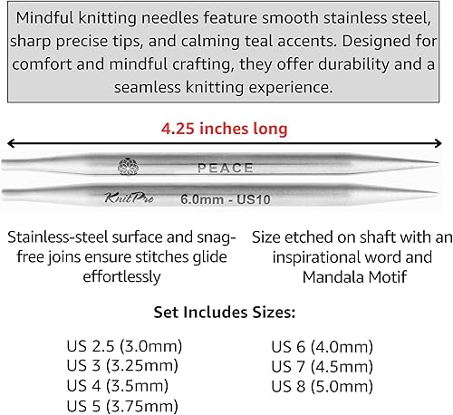Miniatura 2 de KnitPro Mindful Hope - Juego de agujas de tejer circulares de 5 pulgadas, tamaño 2.5, 3, 4, 5, 6, 7, 8 intercambiables, 3 cables, 2 conectores,