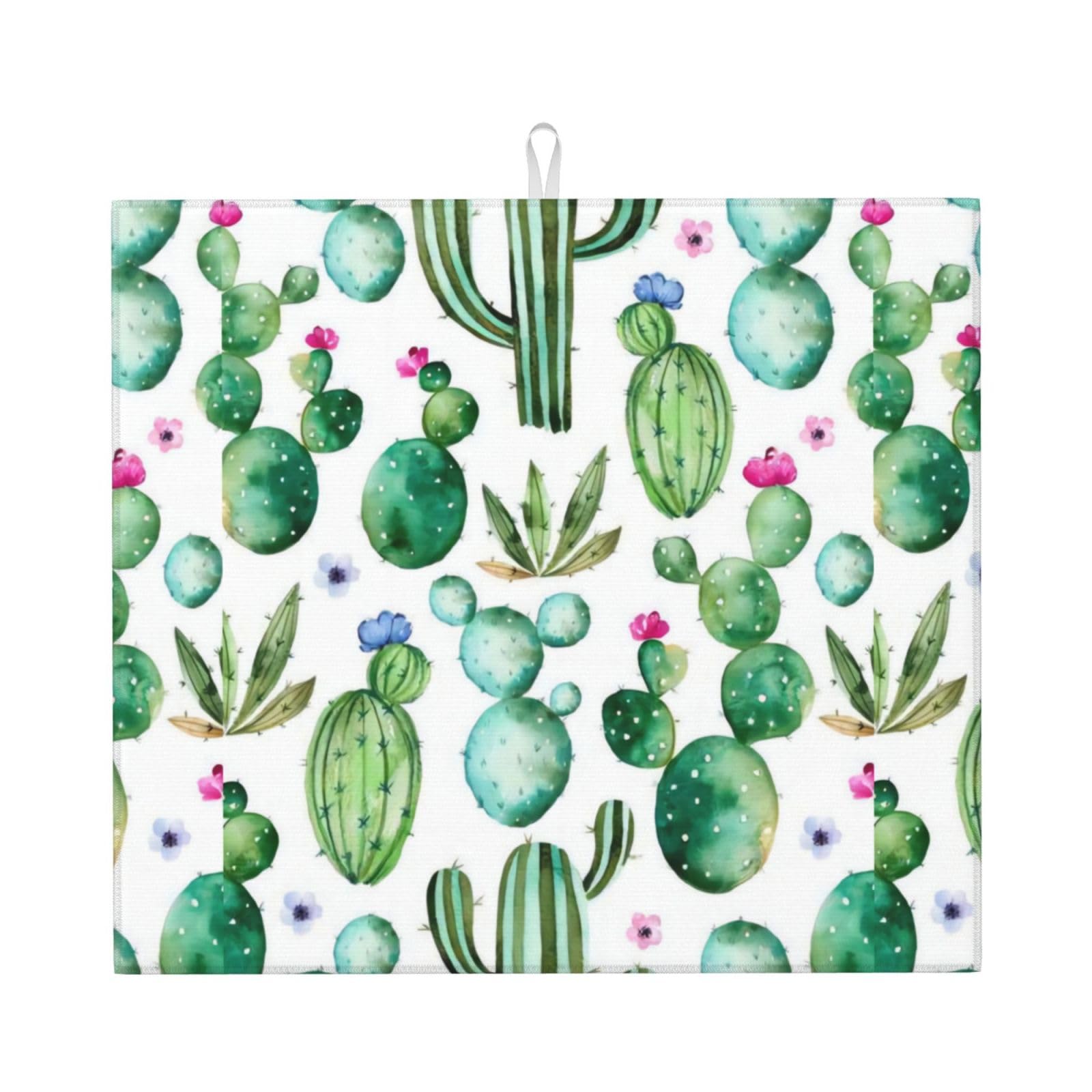 Yyhwhjde Black Cactus Flower Prints Kitchen Drying Mat – Absorbent Dish Throw For Countertop, Non-Slip Quick-Dry Layer With Vibrant Prints, Ideal For New Home Gift