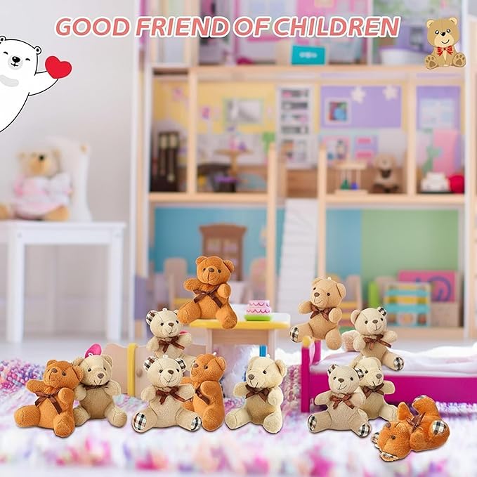 24 Osos Mini de Peluche HyDren 10 cm Surtidos Color Café miniatura 5