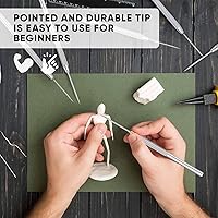 Vista 5 de 4 herramientas de aguja de cerámica – Herramientas de aguja de 6.3 pulgadas para arcilla, puntas de acero inoxidable duraderas, agarre