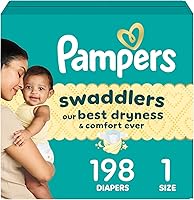 Pampers Swaddlers Size 1 Diapers 198 Count - Ultimate Dryness, Leakproof Protection & Soft Comfort for Babies 8-14 lbs