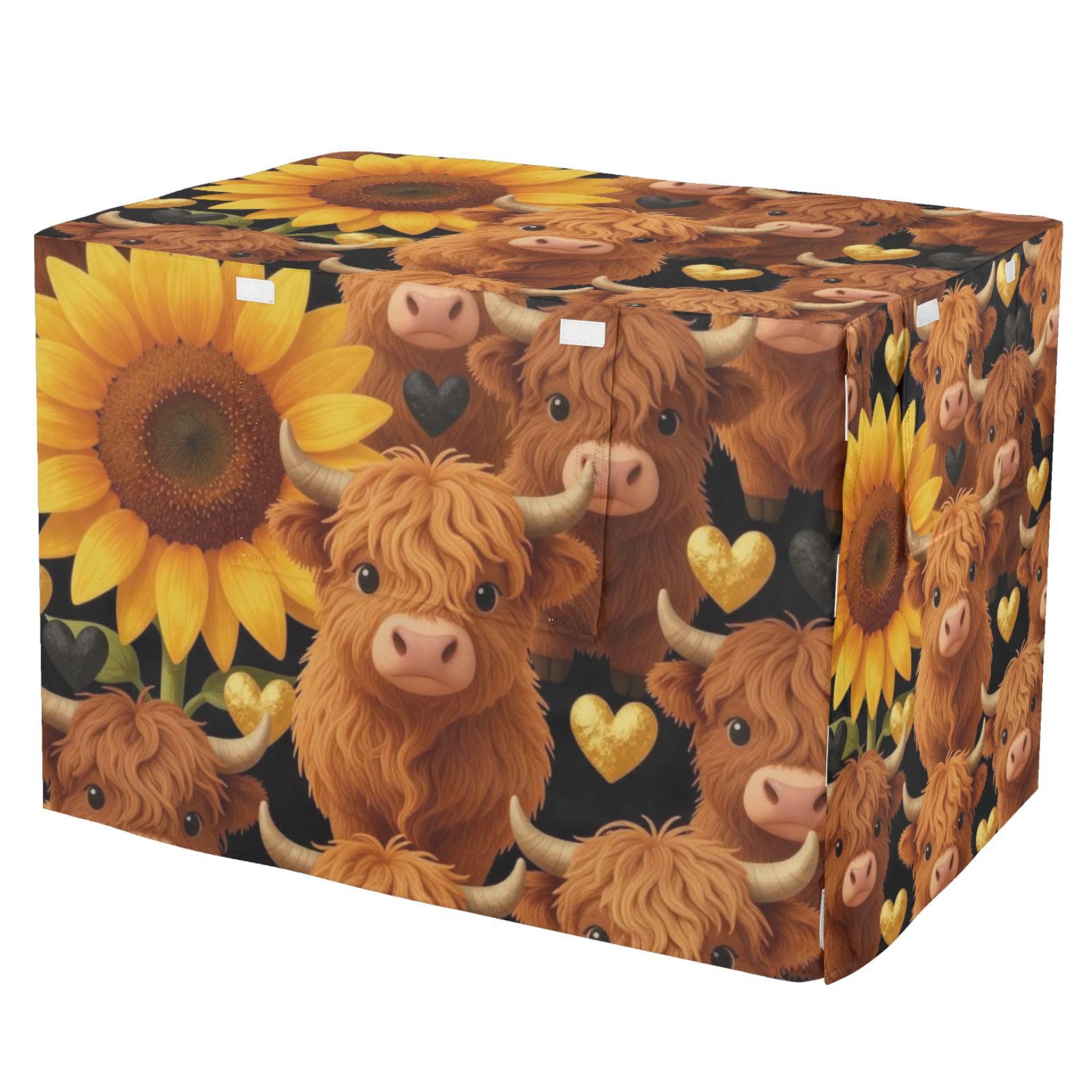 Housse de cage pour chien S-XL motif vache et tournesol