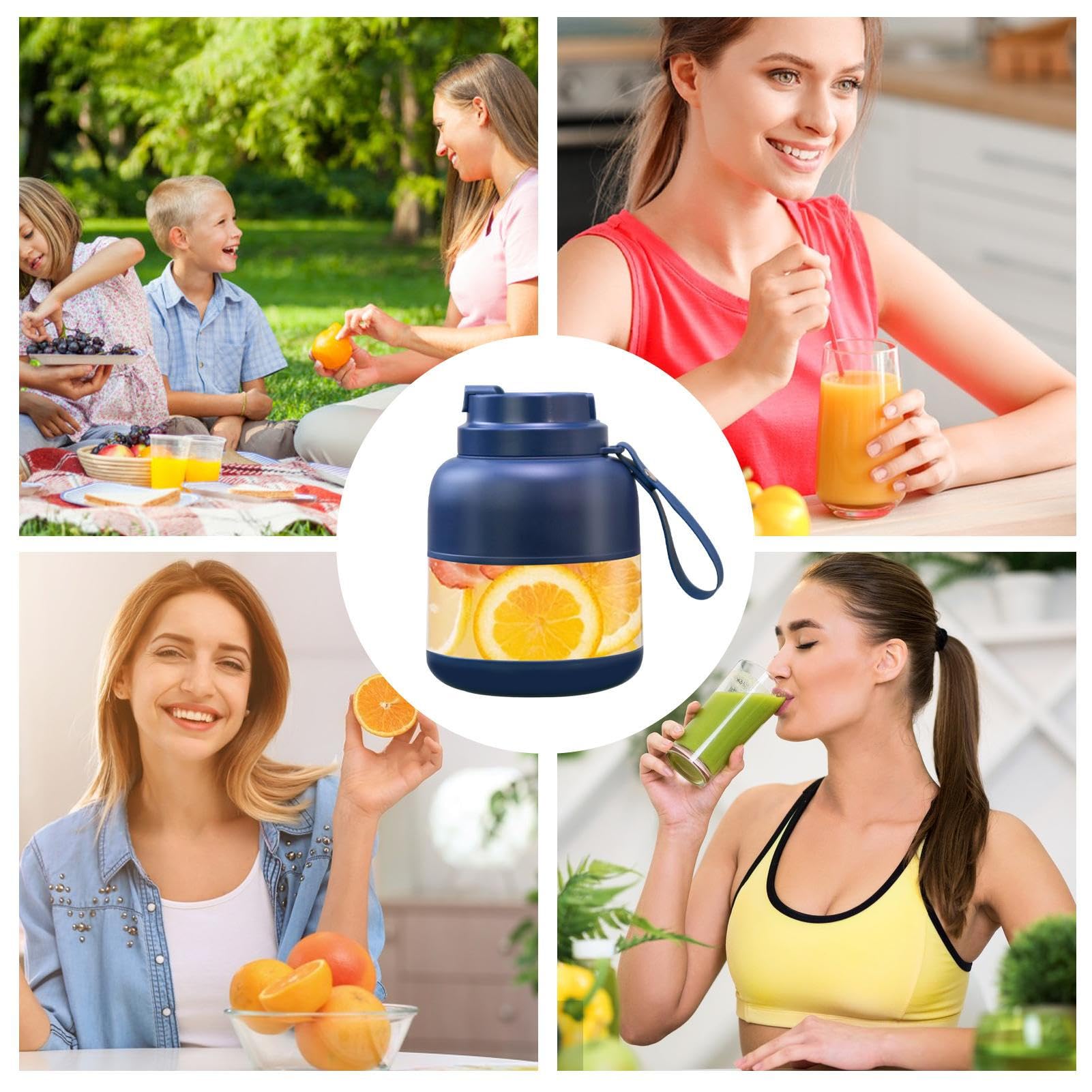 Blender do soków, blender z wydajnym silnikiem - 500 ml, ?adowany przez USB, mikser do soków owocowych, elektryczny blender z podwójnym napojem, do koktajli i Eubeisaqi