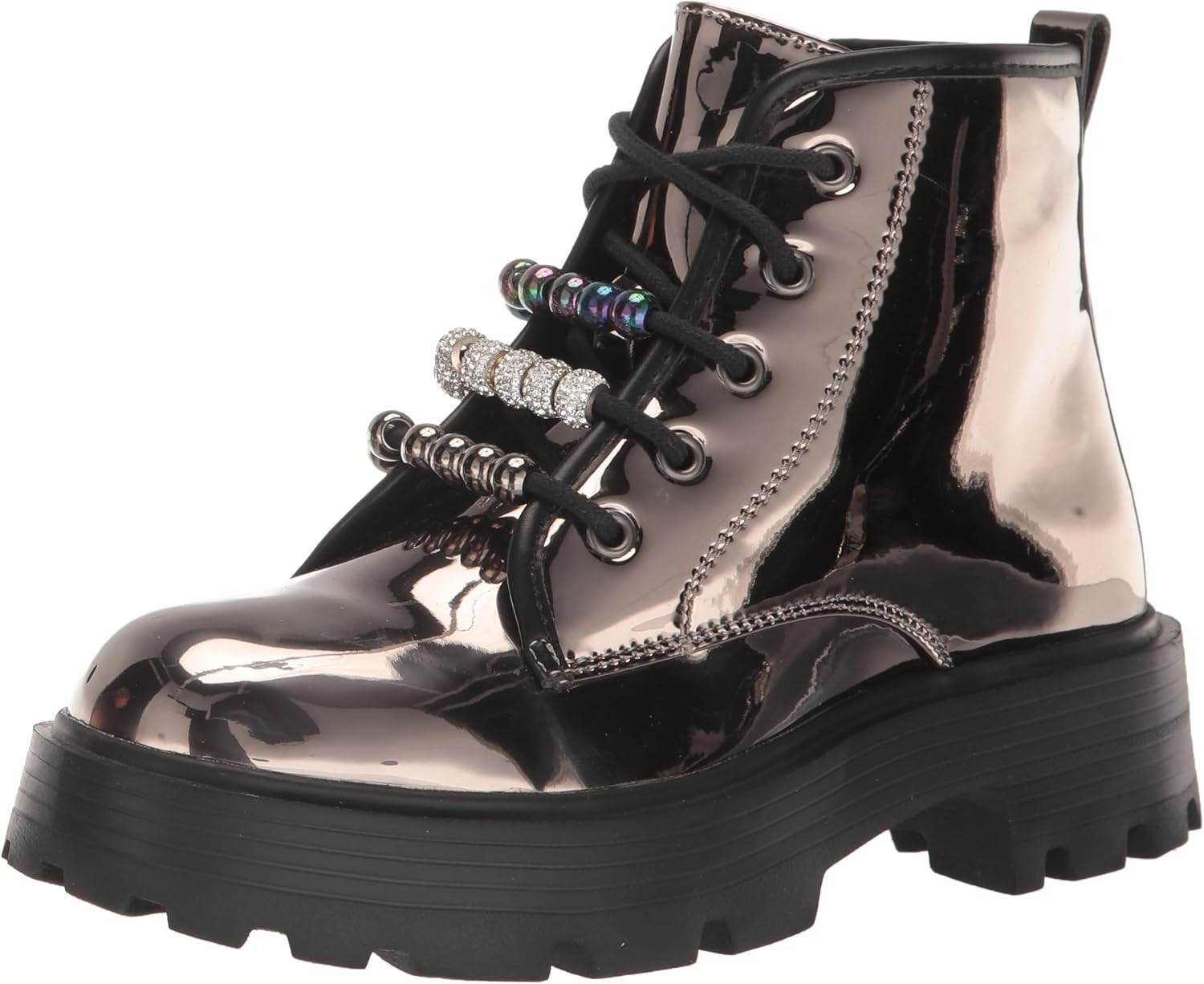 Steve Madden Girls Shoes Girls Mirra Combat Boot, Mirror, 1 Little Kid