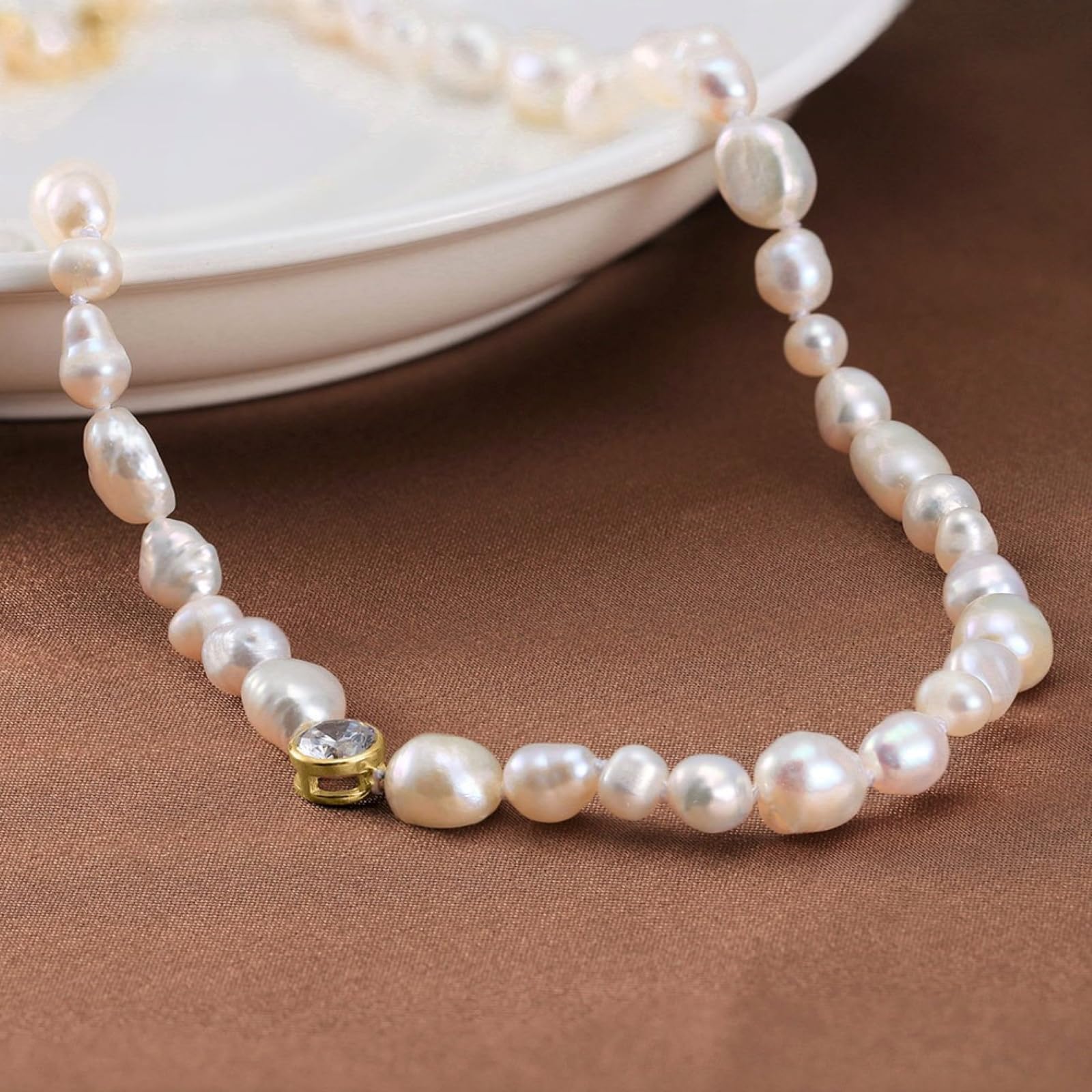collana di perle barocche naturali d'acqua dolce, bianche, regali per donne ragazze