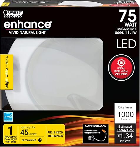 Miniatura 2 de Feit LEDR4XHO930CA - Foco empotrable LED de 4 pulgadas, equivalente a 75 W, regulable, mejorado, 1000 lúmenes (3000 K, 4 pulgadas)