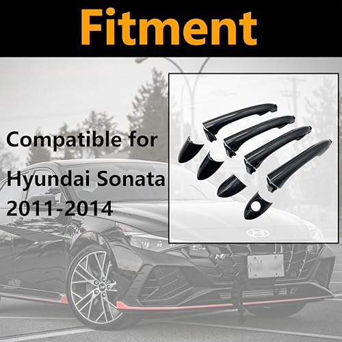 Miniatura 4 de Cheriezing Manija de puerta exterior compatible con Hyundai Sonata 2011-2014  Delantera Trasera Izquierda y Derecha Lado Reemplazar # 82651-3S000