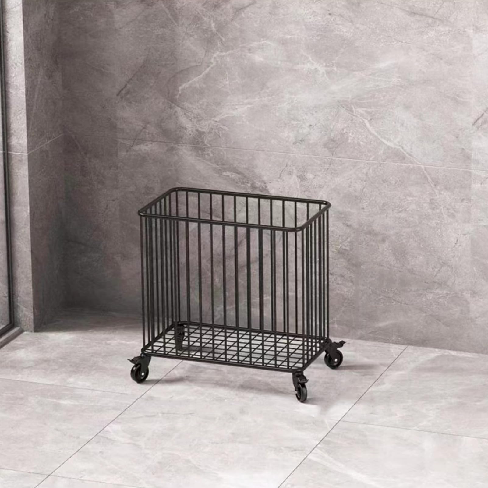 Bathroom Towel Shelf, Floor Standing Bathroom Trolley Clothes Basket, Bathroom Bath Dirty Clothes Hamper Storage Shelf