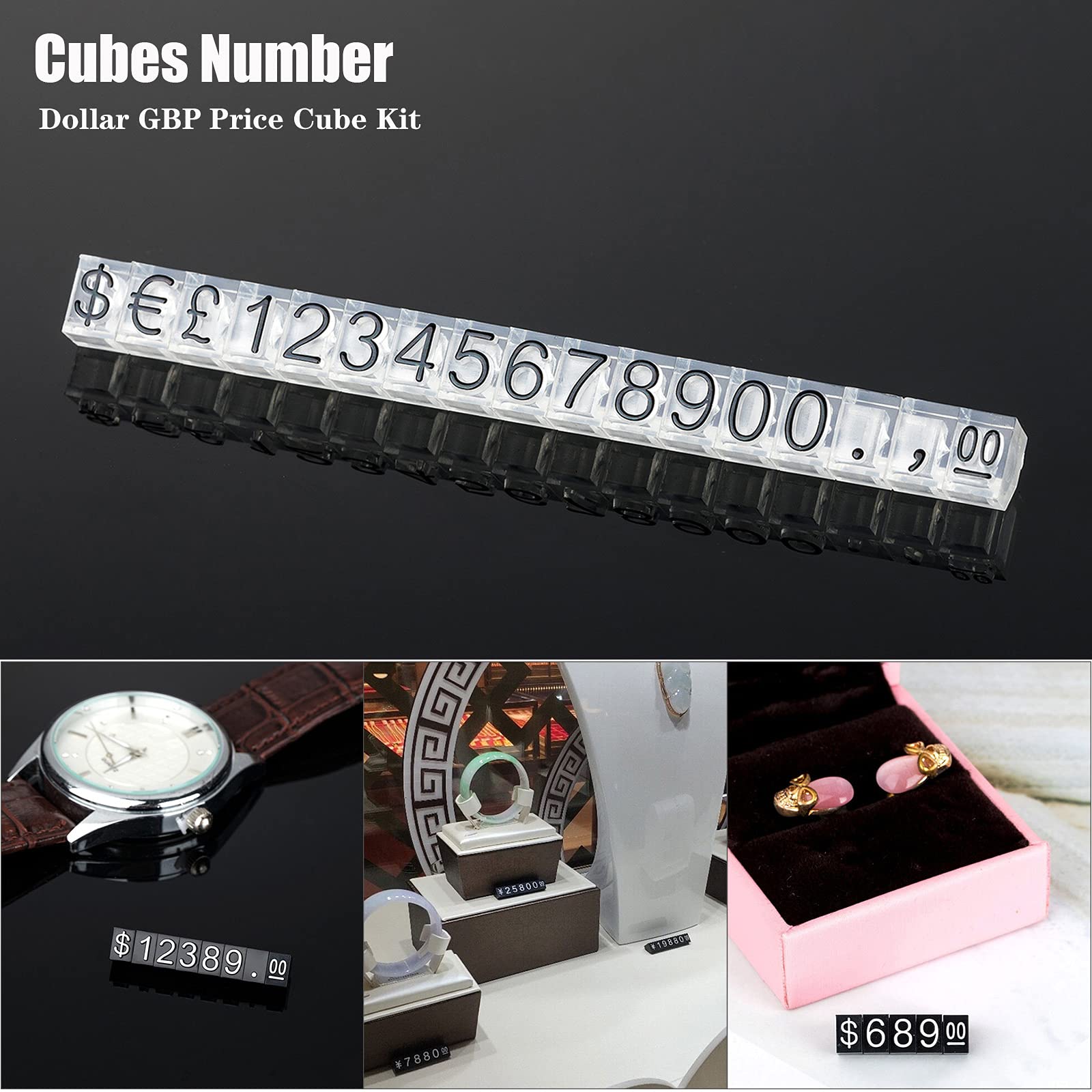 Price Tags, Pack of 10 Price Tag Numbers Letter Price Cube Display, Adjustable Numbers Letters Price Tag Stand Block Kit (1 - Image 4