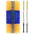 Newtay 4 Pcs Yellow Scratch Brushes for Livestock - 20 x 8 Inch Anti-Itch Tool with Scratcher Post, Screws and Nuts for Sheep, Cattle, Horses, Pigs