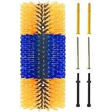 Newtay 4 Pcs Yellow Scratch Brushes for Livestock - 20 x 8 Inch Anti-Itch Tool with Scratcher Post, Screws and Nuts for Sheep, Cattle, Horses, Pigs