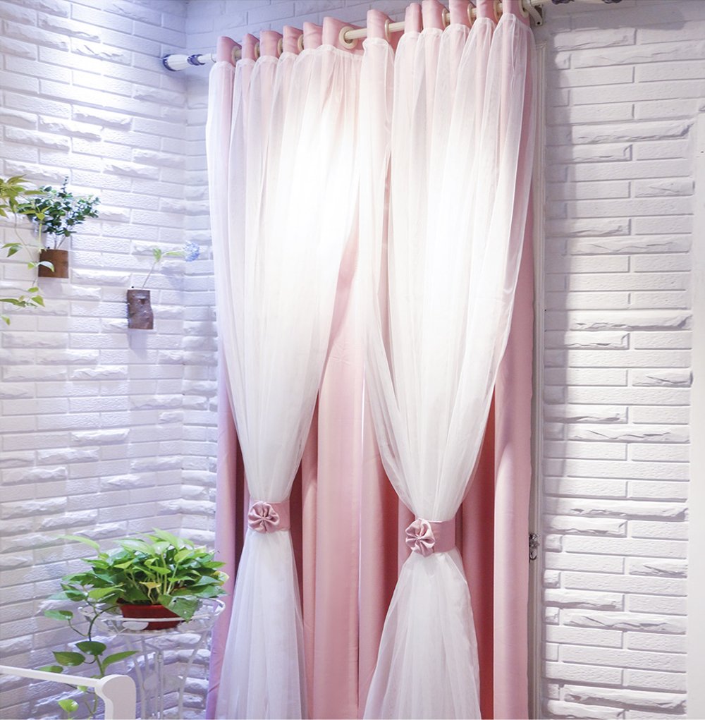 Pink White Curtains Curtains & Drapes