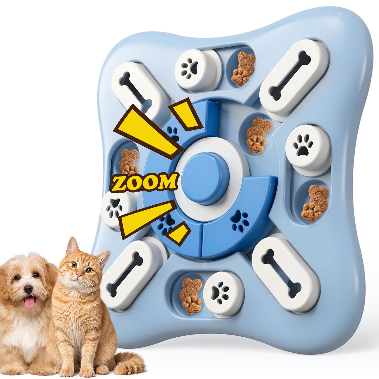 SHANDABULIU Juguetes de Rompecabezas para Perro - Juguetes Interactivos para Perro para Entrenamiento de Alimentación (Cuadrada - Azul Anaranjada)