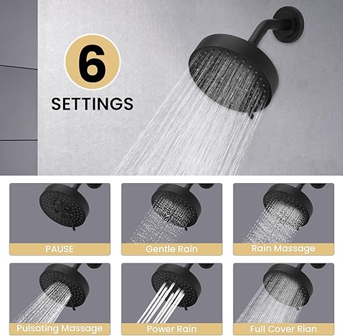 Miniatura 4 de T2472EPBL Genta - Sistema de ducha negro mate compatible con kit de molduras de ducha Moen, repuesto para moen T2472EPBL moderno, incluye cabezal de