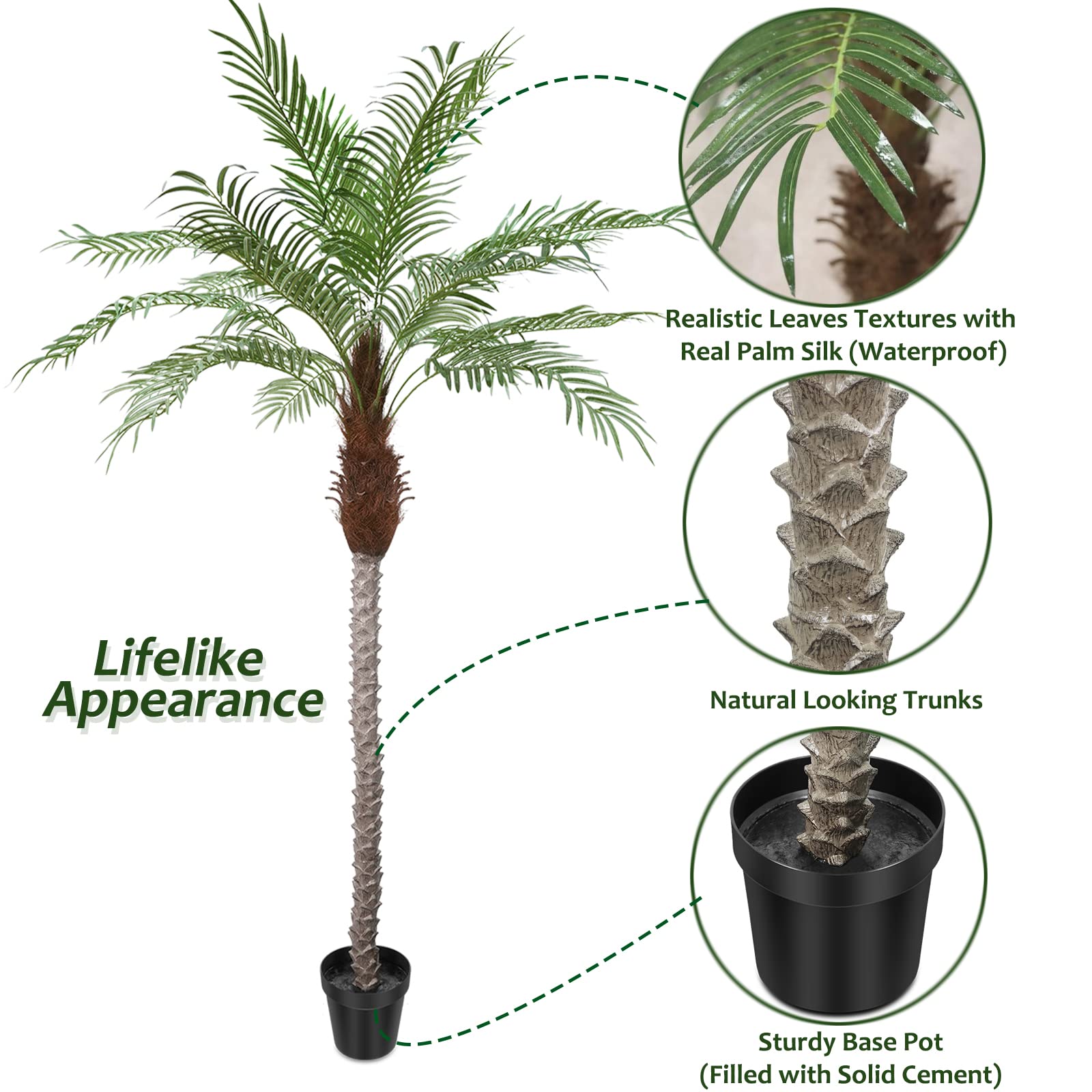 AnTing Artificial Palm Tree 8.5ft Tall Trees Artificial Indoor Outdoor