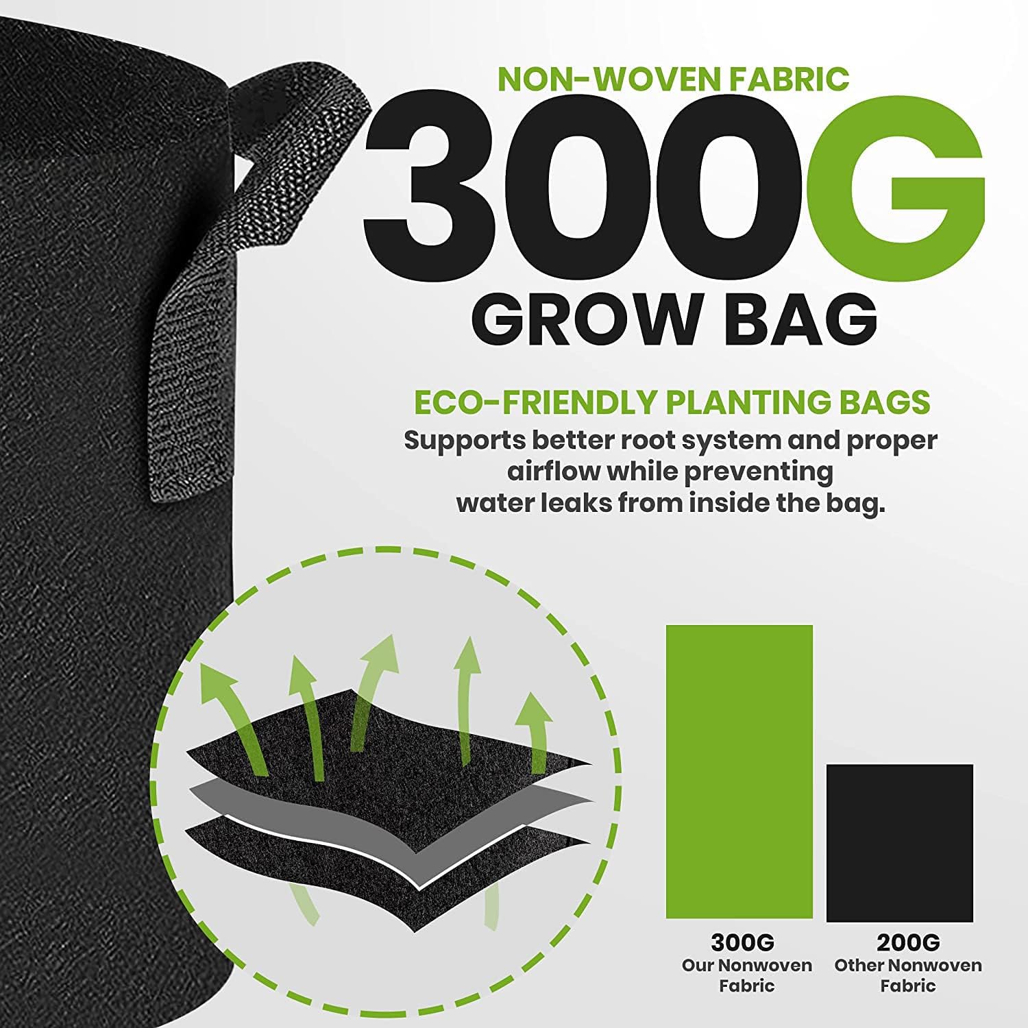 Gardenera Premium Fabric Grow Bags - Set of 5-10 Gallon Durable Nonwoven Plant Pots for Indoor and Outdoor Gardening