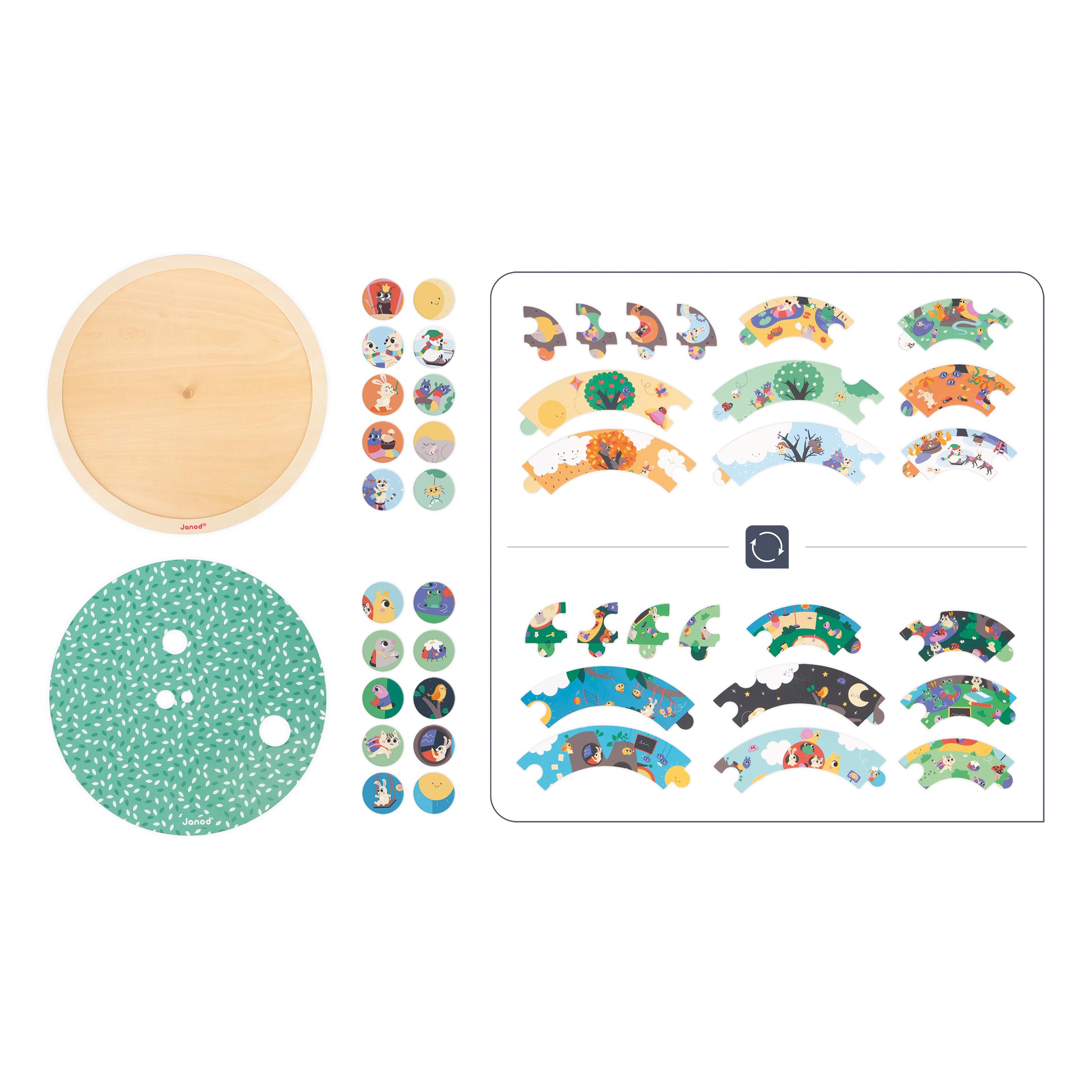 Janod Wimmelpuzzle Der Garten – 12-teiliges Holzpuzzle Mit Suchspiel, Jahreszeiten & Tagesablauf – Für Kinder Ab 4 Jahren