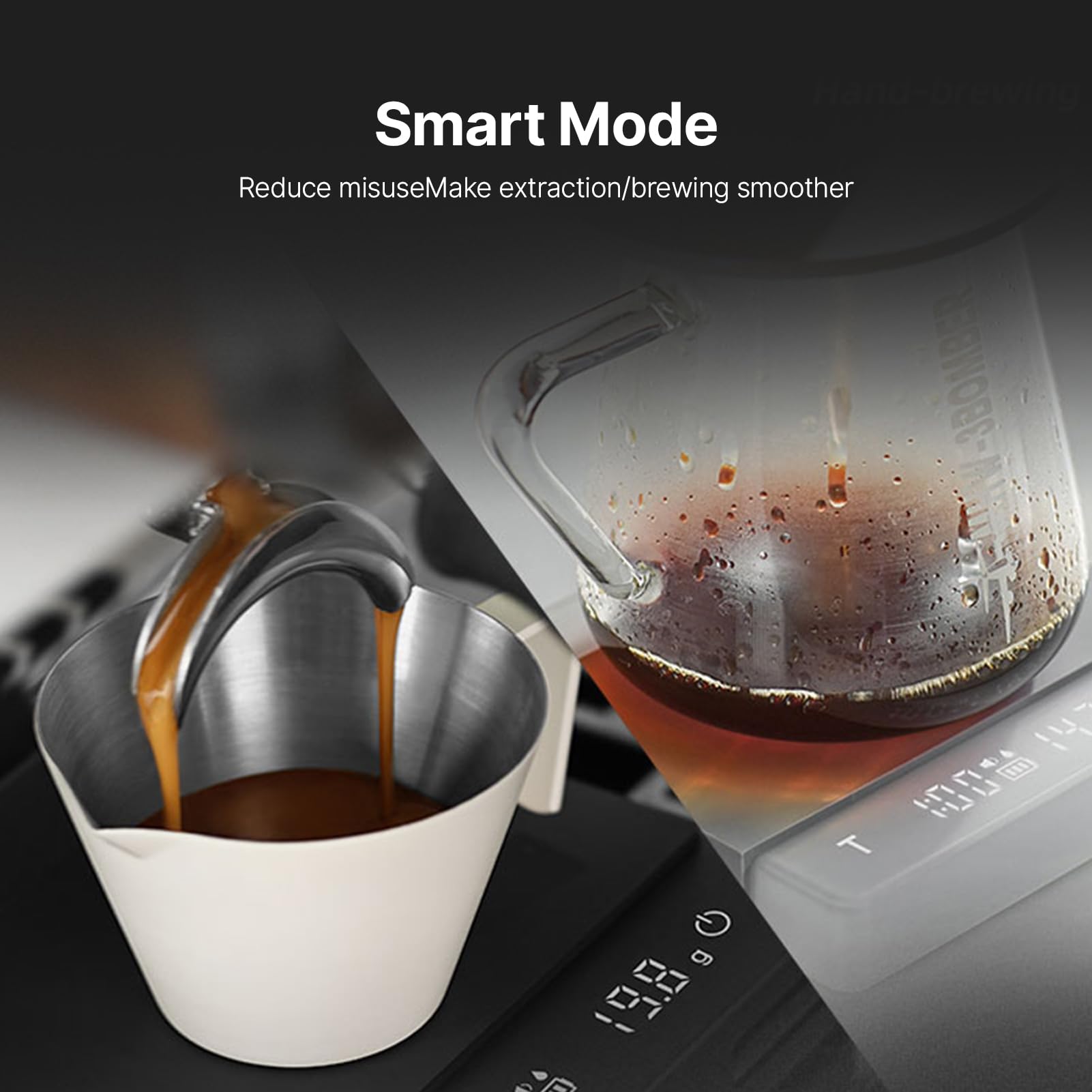 Mini-Kaffeewaage mit Timer, 2 kg/0,1 g genau, 3 Modi, wiederaufladbare tragbare Digitalwaage vom Typ C für Espresso und Pour-Over-Kaffee mit Silikon-Isolierhülle