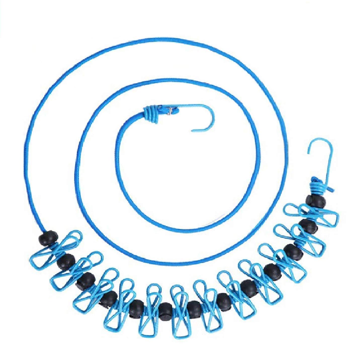 1 Pack Portable Clothesline with 12 Clothespins Windproof Travel Clothesline Stretchy Retractable Elastic Laundry Clothes Line for Backyard