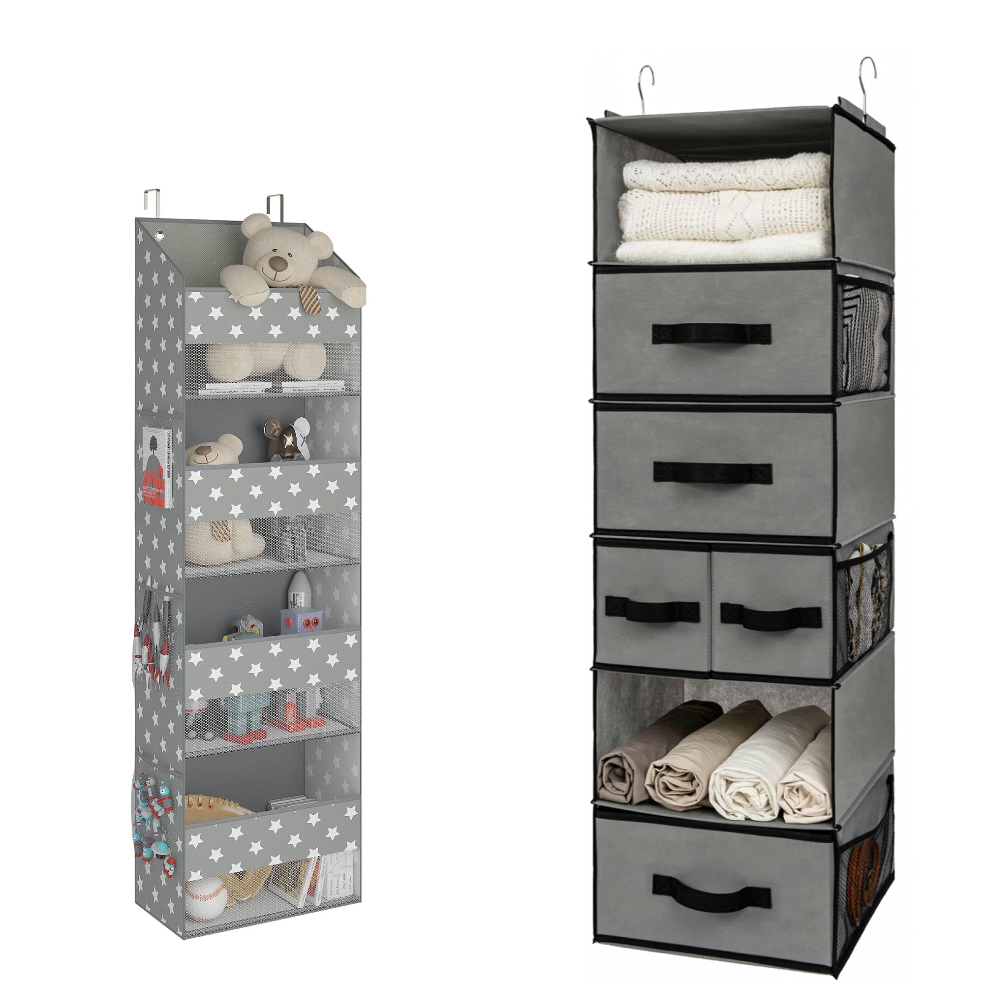 GRANNY SAYS Set di Organizzatore per Armadio a 6 ripiani e Portaoggetti da Appendere con 4 Tasche