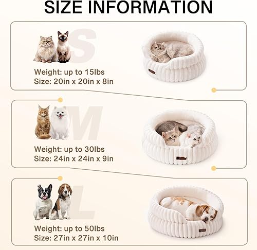 Miniatura 8 de MEWOOFUN Cama lavable para perros pequeños, camas para gatos de interior con parte inferior antideslizante, cama redonda para cachorros y gatitos