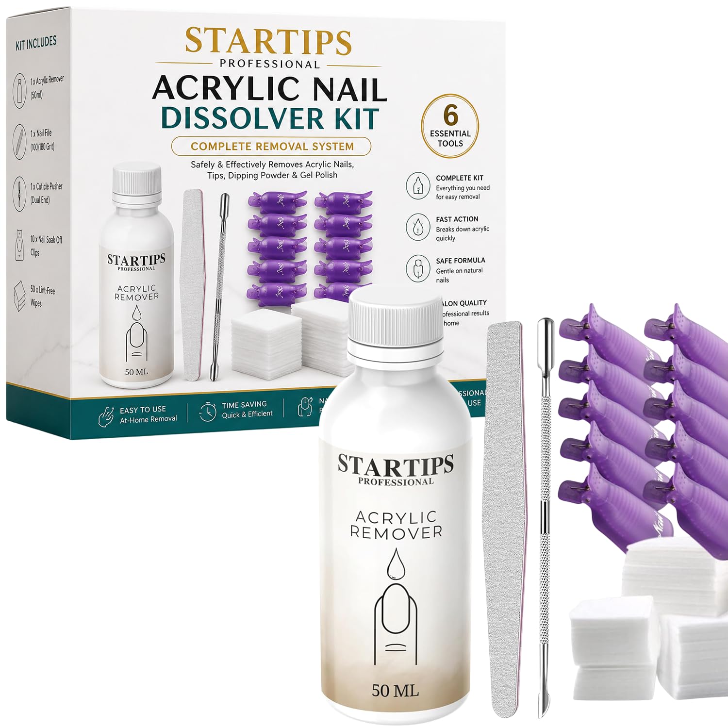 STARTIPS Acrylic Nail Dissolver Kit | Complete Soak-Off Remover Set for Artificial Nails & Tips | Manicure Removal Kit-image-35