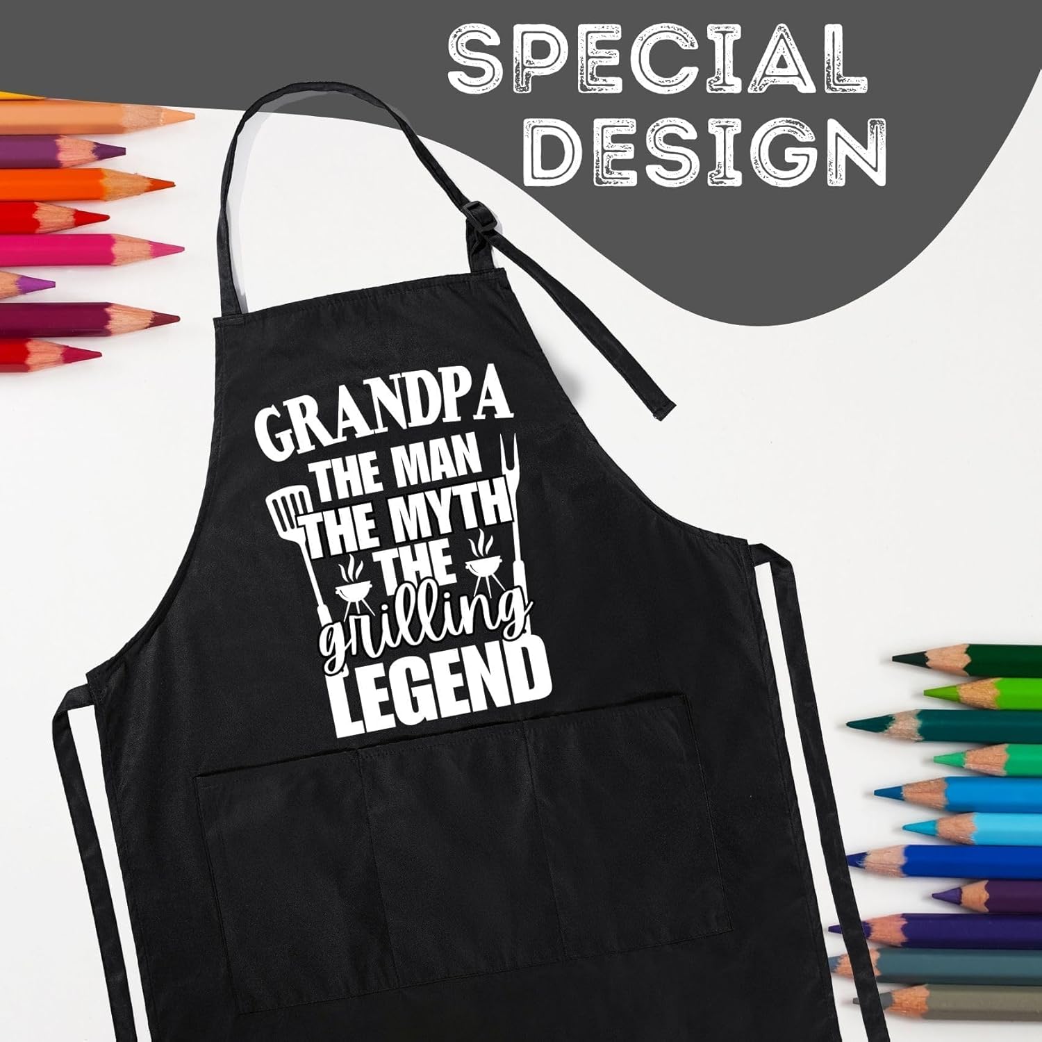 InnoBeta Grandpa Gifts, Grandpa Apron with Pocket and Adjustable Neck Strap, Kitchen Cooking Cute Apron, Birthday, Christmas, Grandpa Kitchen Gift - Image 2