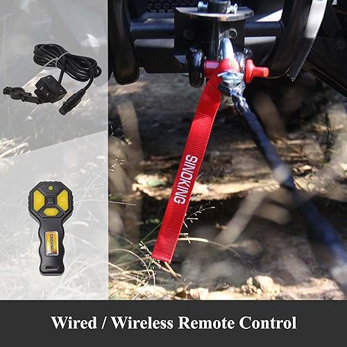 Miniatura 7 de SINOKING Cabrestante UTVATV de 4500 libras de 12 V con cuerda de 14 x 32 pies, control con cable e inalámbrico