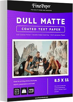 Dull 80lb Text Digital Low Gloss Paper, Double Sided C2S, Coated, Perfect for Color Laser Printing, Design Proposals, Flyers, Brochures | Matte Finish | 8.5" x 11" | 100 Sheets