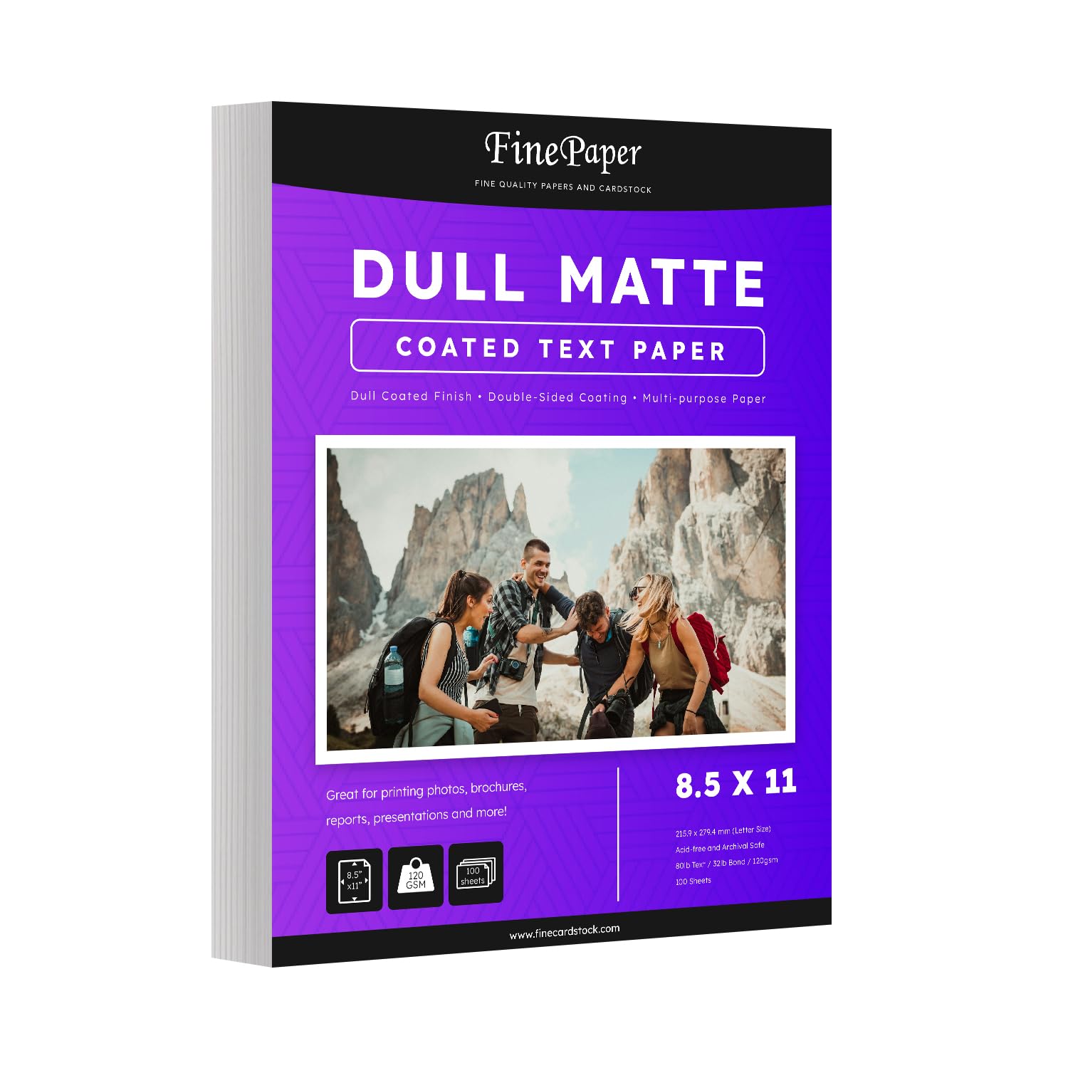 Dull 80lb Text Digital Low Gloss Paper, Double Sided C2S, Coated