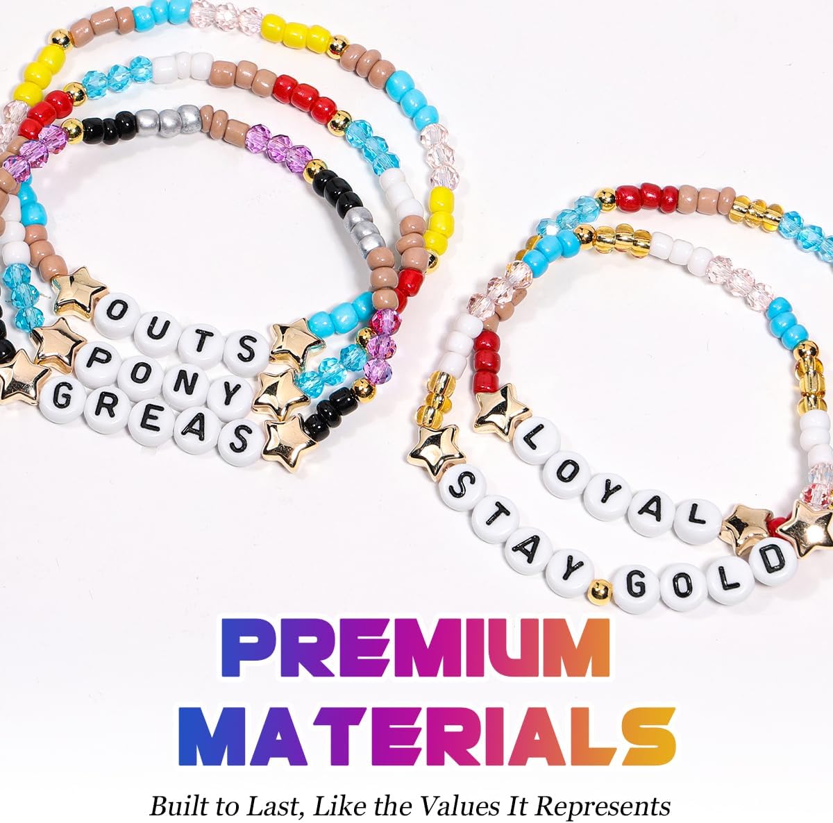 AICase for The Outsiders Merch Gifts Toys Inspired Bracelets 5 Pcs Stackable Stretch Beaded Friendship Bracelets Book Lovers Merchandise Gifts for Fans Women Birthday Christmas Stocking - Image 3