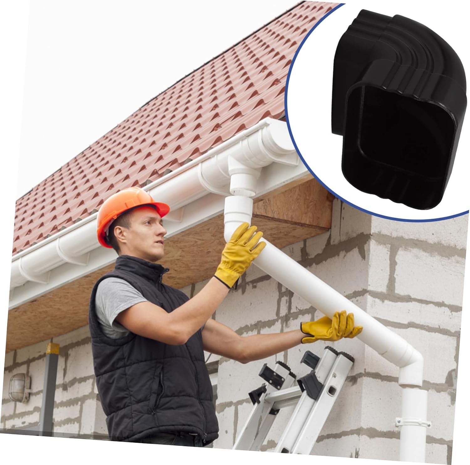 Black Aluminum Alloy Downspout Elbow Fitting Connector for Rain