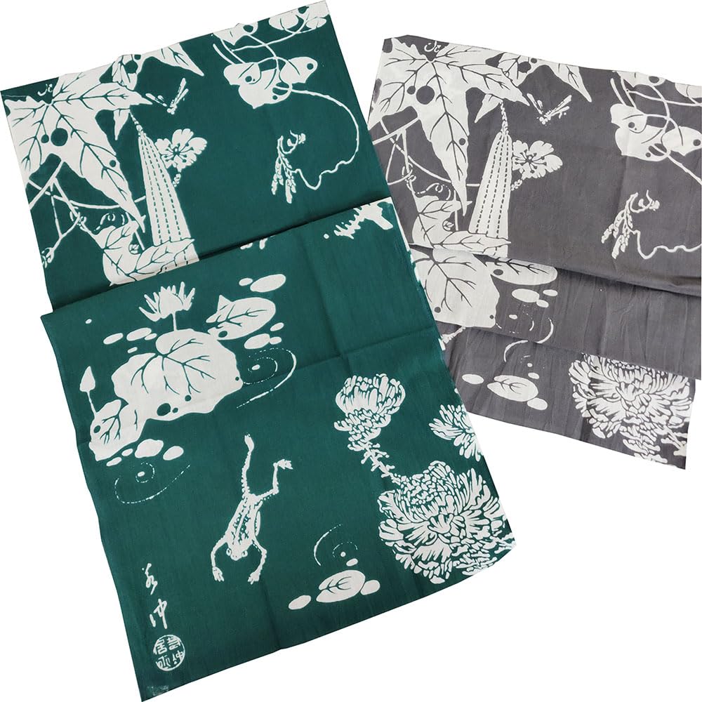 Unsodo Woodprint Tenugui Jakuchu Genpouyouka Impression sur bois Vert [Japan Import]