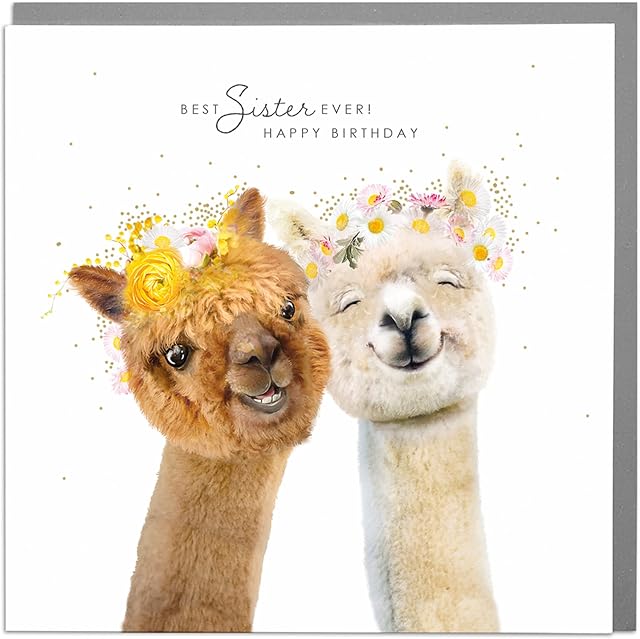 Lola Design - Birthday Cards for Women - Best Sister Card - Blank Cards and Envelopes - Happy Birthday Card