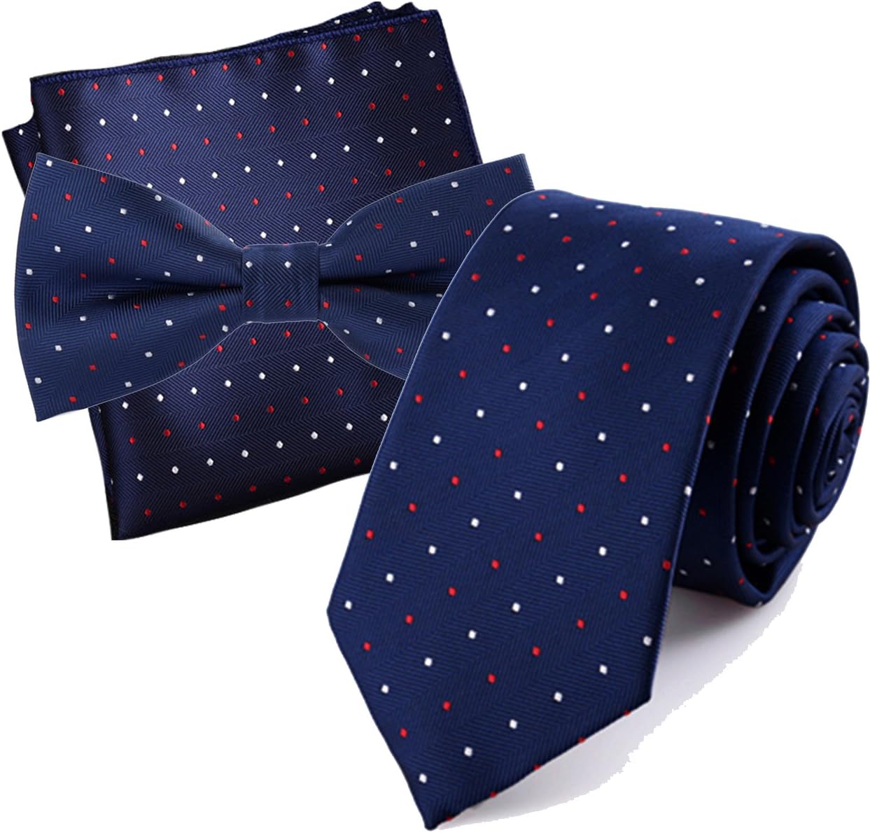 Flairs New York Collection Neck Tie, Bow Tie & Pocket Square Matching Set