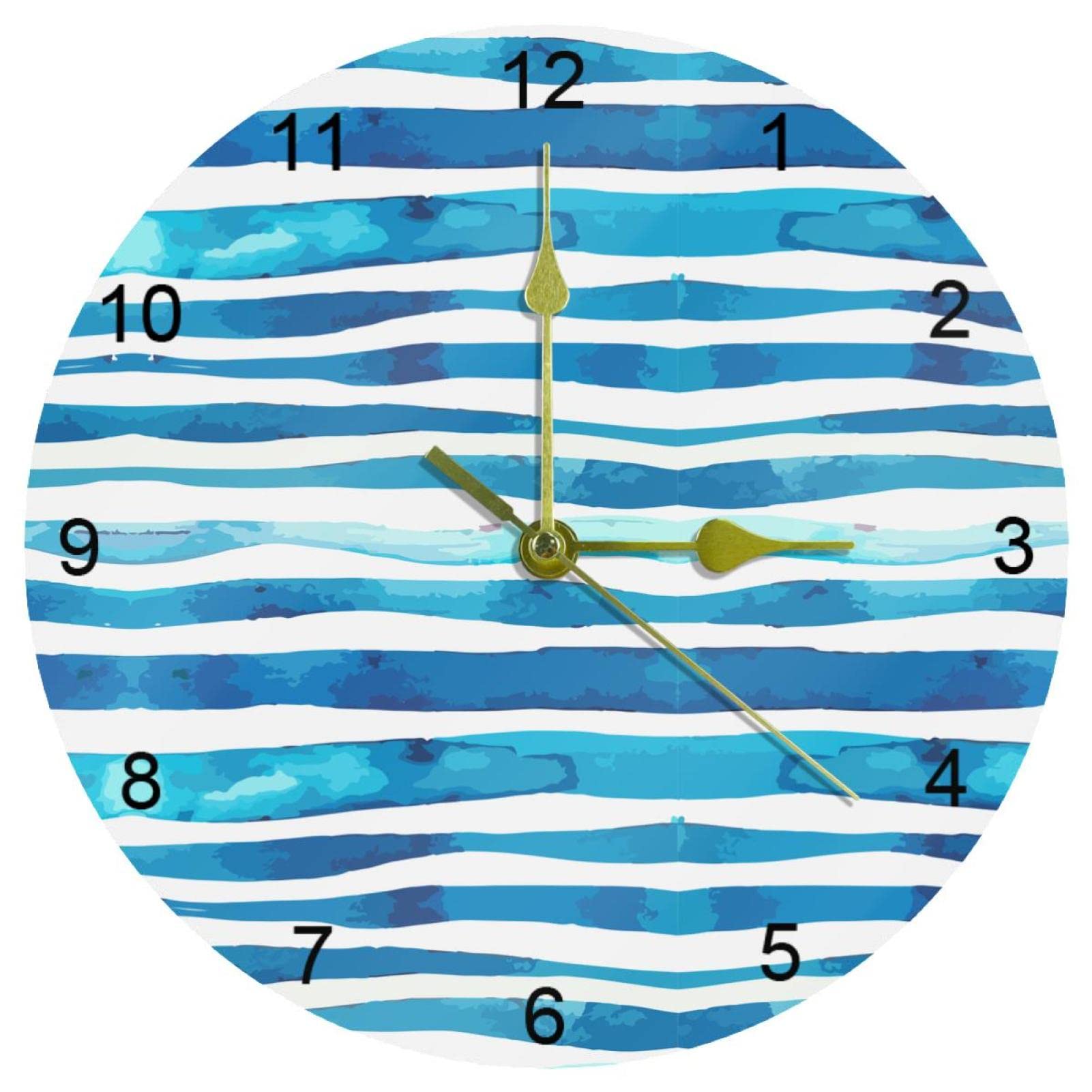 Horloge murale silencieuse ronde bleu océan au design épuré de 25 cm