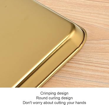 Gold Serving Trays, Stainless Steel Serving Trays Jewelry Makeup Decorative Storage Rectangle Decorative Cosmetic Jewelry Display Tray Makeup Cosmetic Organizer